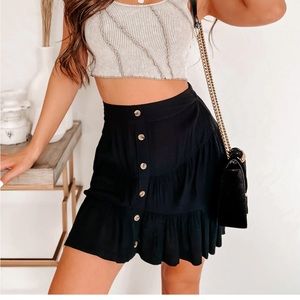 Tiered button front mini skirt